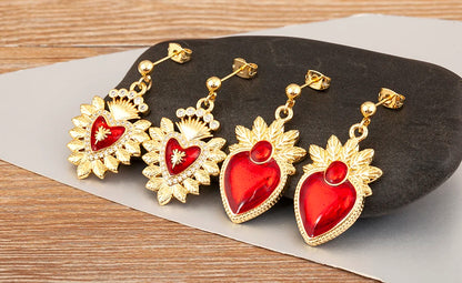 High Quality 6 Styles Sacred Heart Drop Earrings For Women Female Gorgeous Dazzling Ear Jewelry Accessories Party Gifts - Floq & Raman