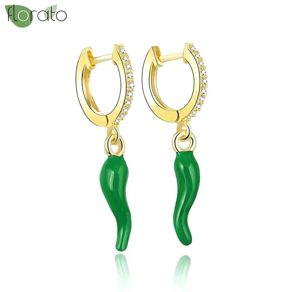 925 Sterling Silver Green Crystal CZ Hoop Earrings for Women | 2023 Luxury Gold Small Huggie Earrings | Fashion Piercing Jewelry - Floq & Raman
