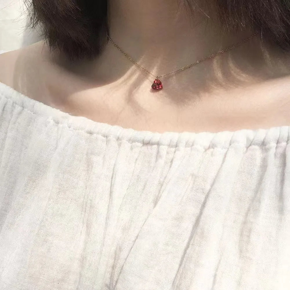 S925 Sterling Silver Heart Shaped Necklace for Women 14K Gold Plated Adjustable Length Lockbone Chain Fashion Jewelry - Floq & Raman