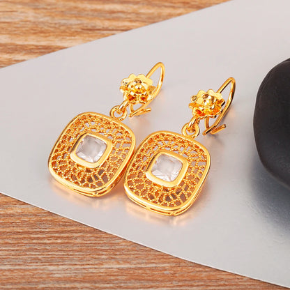 High Quality Rectangle/Evil Eye Shape Elegant Aesthetic Drop Earrings For Female Vintage Ear Jewelry Wedding Party Gifts - Floq & Raman
