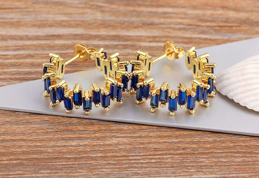 Fashion New Arrival Multicolor Gold Plated Earrings for Women Cubic Zirconia Wedding Female Jewelry Girl Friendship Gifts - Floq & Raman