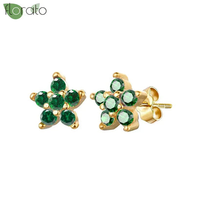 925 Sterling Silver Green Crystal CZ Hoop Earrings for Women | 2023 Luxury Gold Small Huggie Earrings | Fashion Piercing Jewelry - Floq & Raman