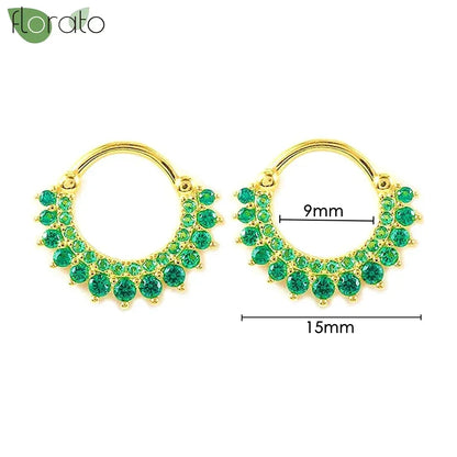 925 Sterling Silver Green Crystal CZ Hoop Earrings for Women | 2023 Luxury Gold Small Huggie Earrings | Fashion Piercing Jewelry - Floq & Raman