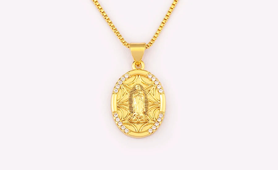 New Retro Oval/Round Shape Religious Style Zircon Flip Pendant Necklace For Female Male Lovers Photos Jewelry Accessories - Floq & Raman