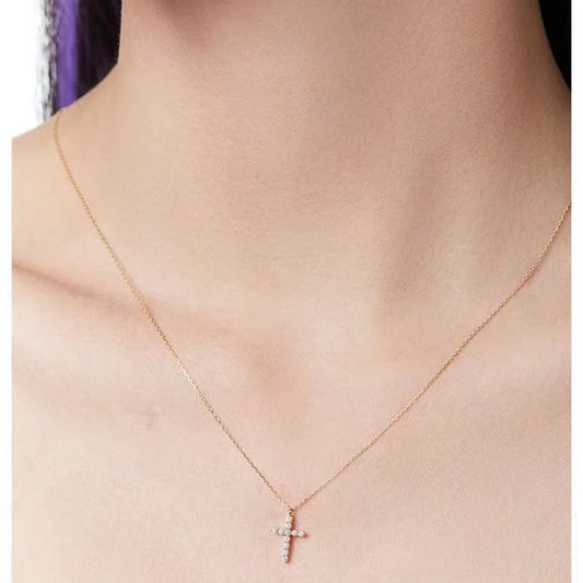 925 Sterling Silver Cute Cross JkeliPendant Simple Necklace Female Clavicle Chain Fine Jewelry For Women Gift Wholesale - Floq & Raman