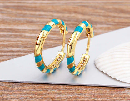 High Quality 6 Candy Colors Inlaid Zebra Stripe Pendant Fashion Earrings Enamel Oil Dripping Women's Simple French Jewelry Gifts - Floq & Raman