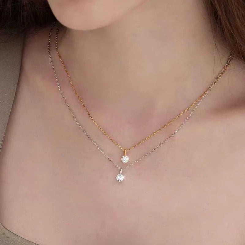 Zircon Pendant Necklace Fashion Color Crystal Clavicle Chain 14K Gold Necklace For Women Luxury Women's Jewelry Gift - Floq & Raman