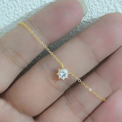 925 Sterling Silver 18k Gold Plated Necklace Versatile Single Sparkling Zircon Clavicle Chain for Women Wedding Jewelry - Floq & Raman