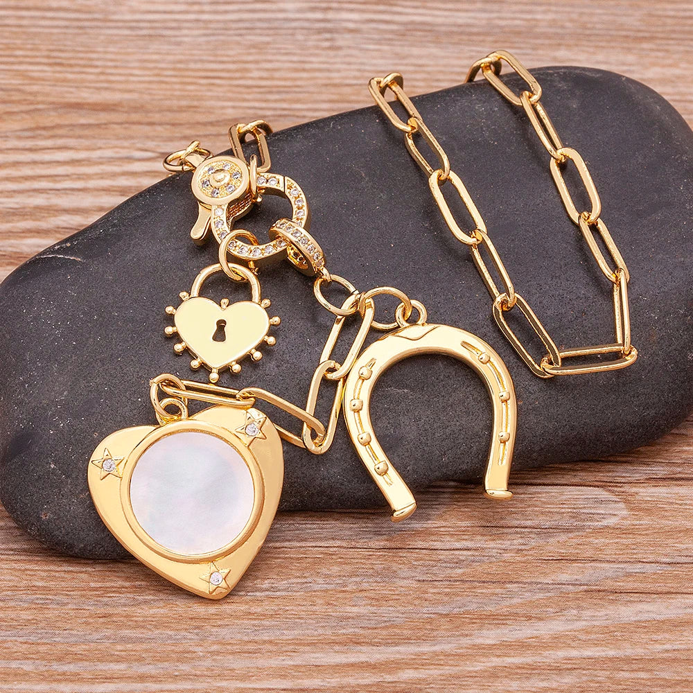 High Quality Love Heart Shape Charm Pendant Necklace For Women Female Elegant Aesthetic Chain Link Jewelry Gift Wholesale - Floq & Raman