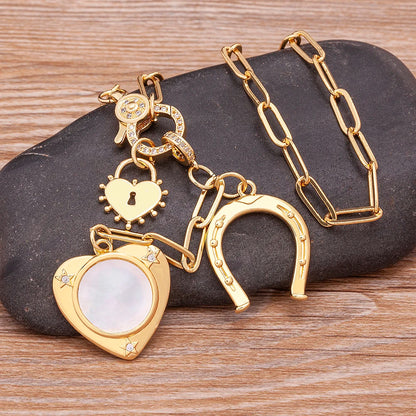 High Quality Love Heart Shape Charm Pendant Necklace For Women Female Elegant Aesthetic Chain Link Jewelry Gift Wholesale - Floq & Raman