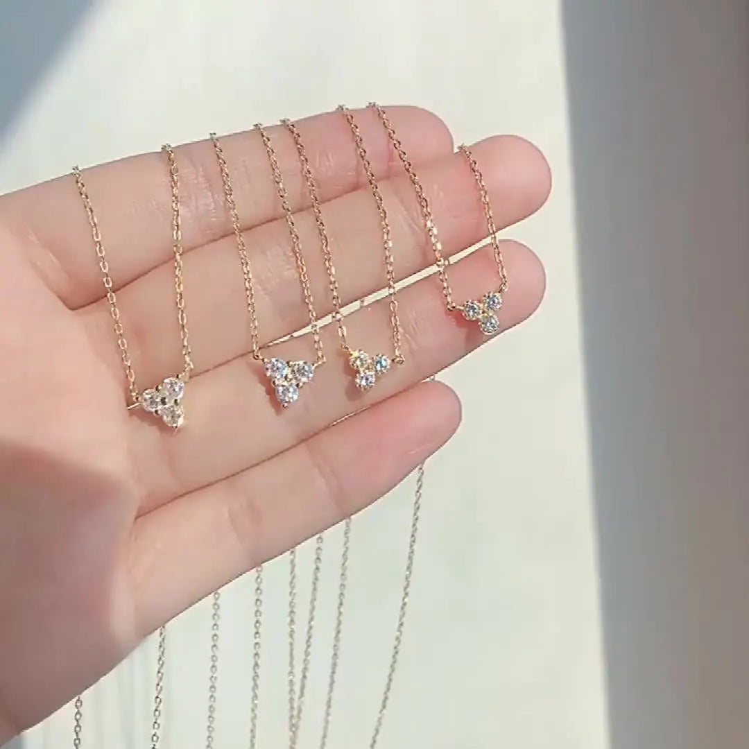 Japanese 925 sterling silver necklace for women, triangular design, high-end minimalist style, versatile 14k gold plated - Floq & Raman