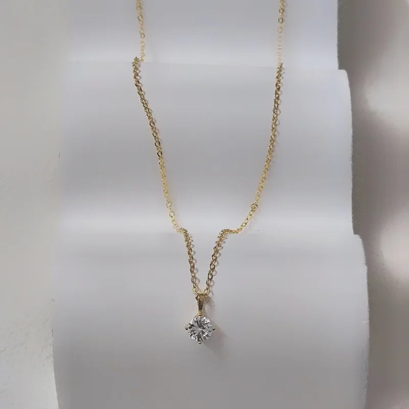 100% 925 Sterling Silver Geometric Zircon Pendant Necklace Women Fashion Elegant Party Jewelry Accessories - Floq & Raman