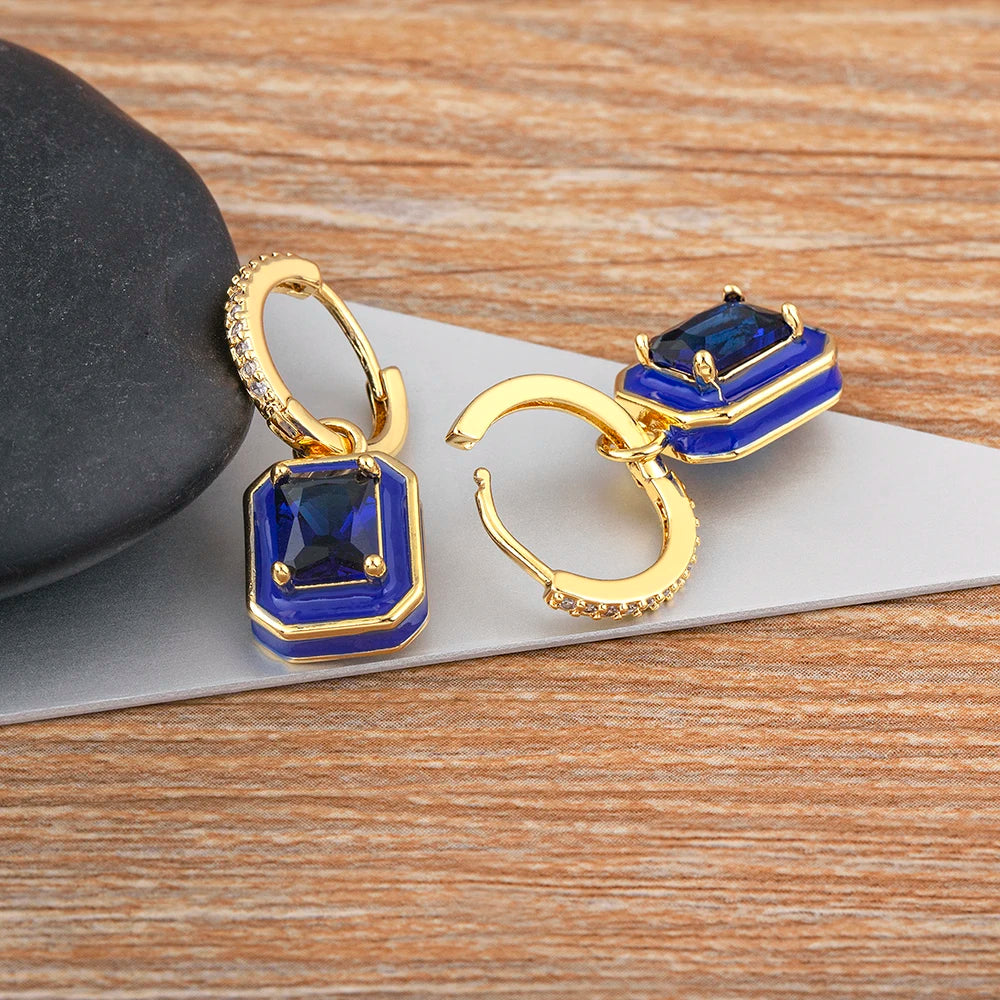 Fashion Geometric Women's Ear Buckle Earrings Zircon Gold Plated Engagement Wedding Birthday Gift Jewelry Accessories - Floq & Raman