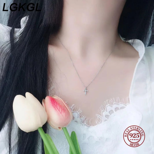 New 925 Sterling Silver Shiny Square Heart Pendant Necklace fit Beads DIY Fashion Women's Jewelry Party Gift - Floq & Raman