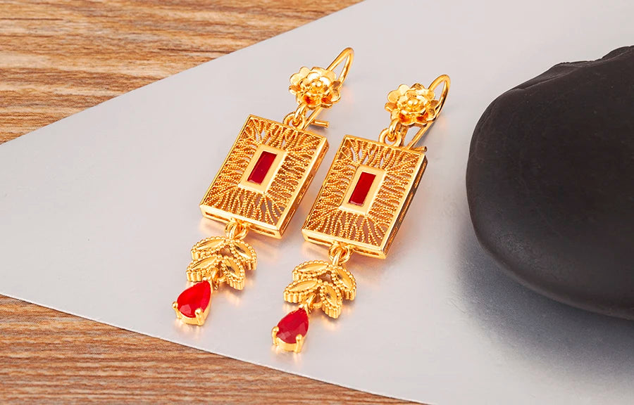 High Quality Rectangle/Evil Eye Shape Elegant Aesthetic Drop Earrings For Female Vintage Ear Jewelry Wedding Party Gifts - Floq & Raman