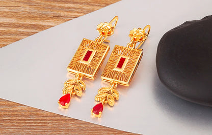 High Quality Rectangle/Evil Eye Shape Elegant Aesthetic Drop Earrings For Female Vintage Ear Jewelry Wedding Party Gifts - Floq & Raman