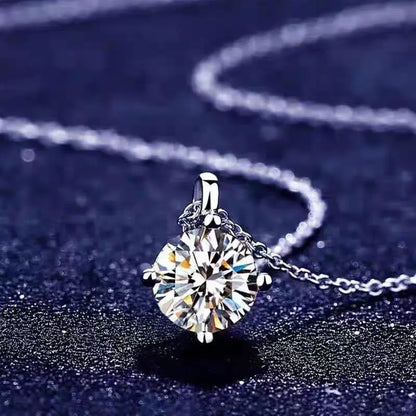 Simple Trendy Crystal Zircon Rhinestone Pendant Necklace For Women Charm White Gold Color Clavicle Chain Necklack WeddingJewelry - Floq & Raman