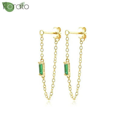 925 Sterling Silver Green Crystal CZ Hoop Earrings for Women | 2023 Luxury Gold Small Huggie Earrings | Fashion Piercing Jewelry - Floq & Raman
