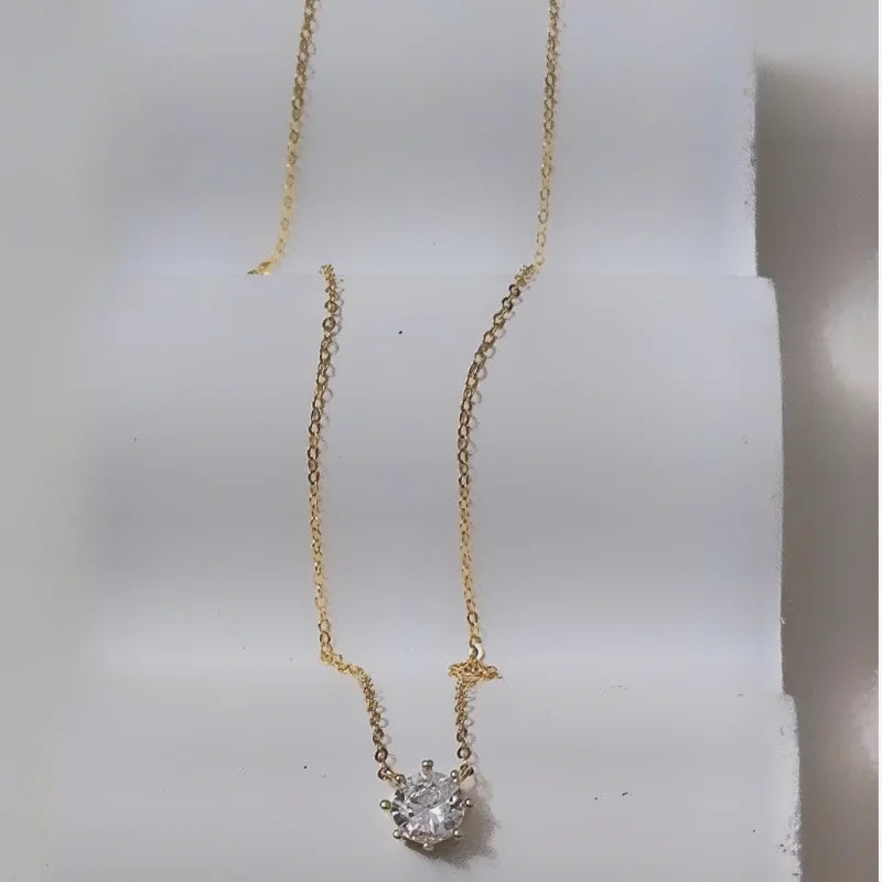 New 100% 925 Sterling Silver Necklace For Women 18K gold Plated 5A Zircon Pendant Eight Claw Necklace Money Fine Jewelry - Floq & Raman