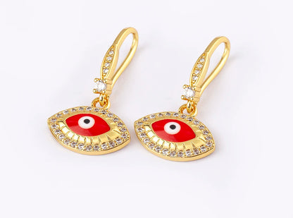 Nidin New Turkish Amulet Evil Eye Drop Earrings 4 Colors Lucky Charm Dangle Ear Hook Jewelry Birthday Wedding Gift Wholesale - Floq & Raman