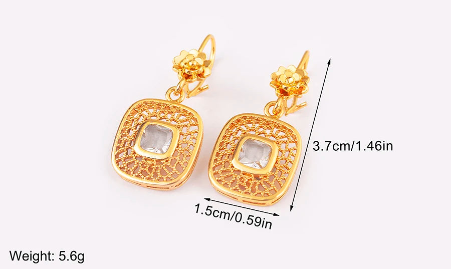 High Quality Rectangle/Evil Eye Shape Elegant Aesthetic Drop Earrings For Female Vintage Ear Jewelry Wedding Party Gifts - Floq & Raman