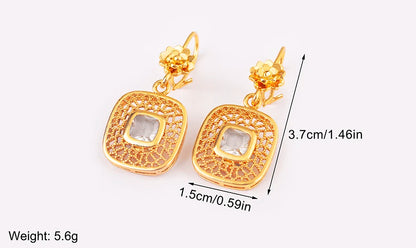 High Quality Rectangle/Evil Eye Shape Elegant Aesthetic Drop Earrings For Female Vintage Ear Jewelry Wedding Party Gifts - Floq & Raman