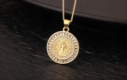 New Retro Oval/Round Shape Religious Style Zircon Flip Pendant Necklace For Female Male Lovers Photos Jewelry Accessories - Floq & Raman