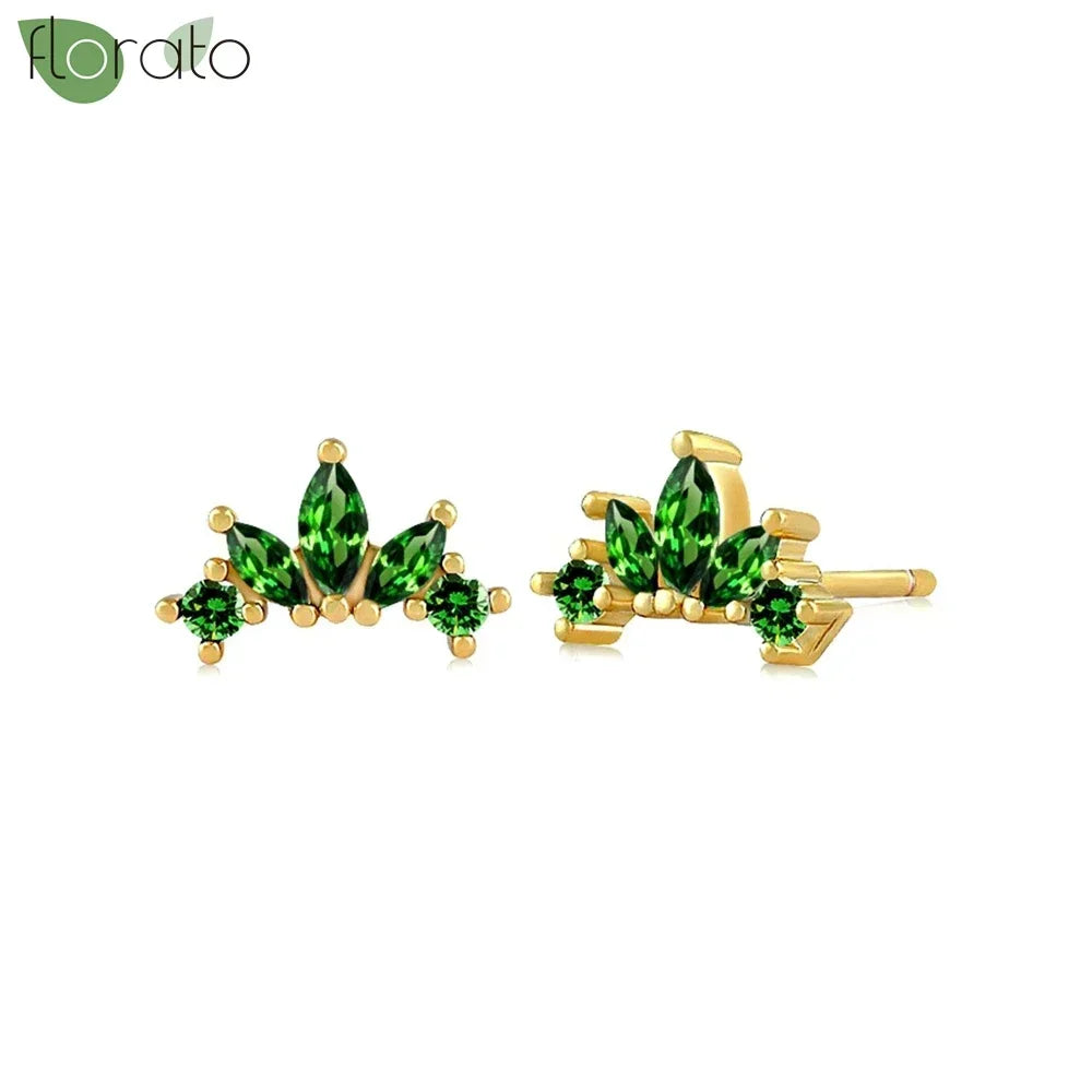 925 Sterling Silver Green Crystal CZ Hoop Earrings for Women | 2023 Luxury Gold Small Huggie Earrings | Fashion Piercing Jewelry - Floq & Raman