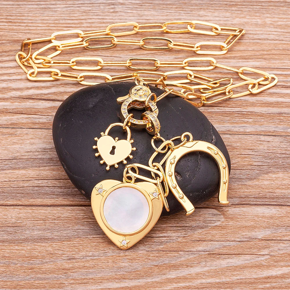 High Quality Love Heart Shape Charm Pendant Necklace For Women Female Elegant Aesthetic Chain Link Jewelry Gift Wholesale - Floq & Raman