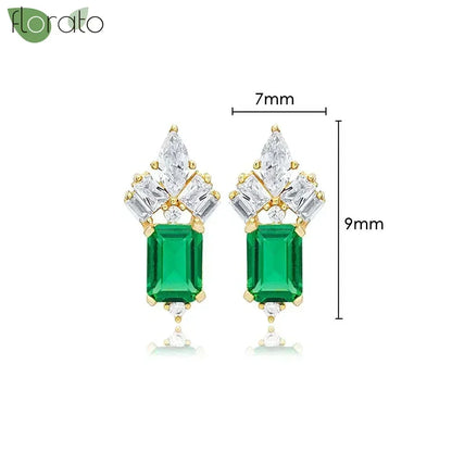 925 Sterling Silver Green Crystal CZ Hoop Earrings for Women | 2023 Luxury Gold Small Huggie Earrings | Fashion Piercing Jewelry - Floq & Raman