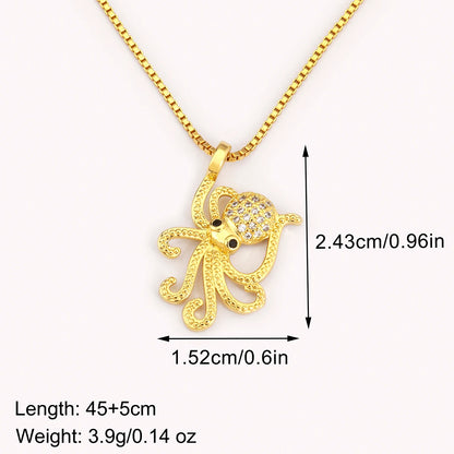 Trendy Cool Style Octopus Shape Charm Pendant Necklace For Female Male Copper Inlaid Zircon Jewelry Daily Party Gifts - Floq & Raman