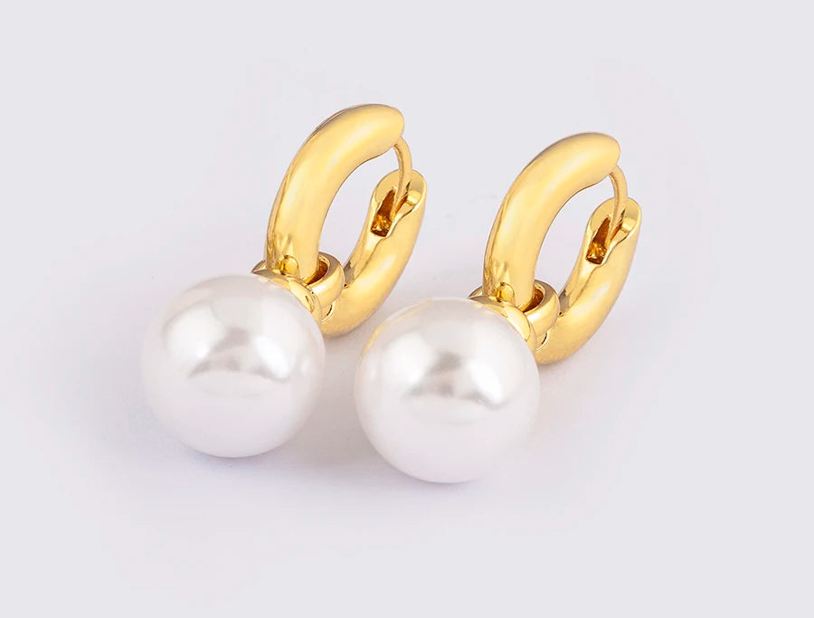 Fashion Gold/Silver Color Pearls Pendant Earrings For Women Fine Accessories Hoop Bohemia Ear Jewelry Wedding Gift - Floq & Raman