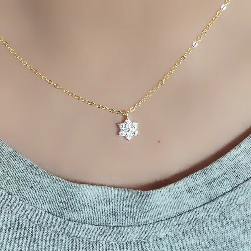 Real 925 Sterling Silver Seven star Zircon Pendant Necklaces for Women Cute Light Luxury Fine Jewelry Minimalist Plant Accessori - Floq & Raman