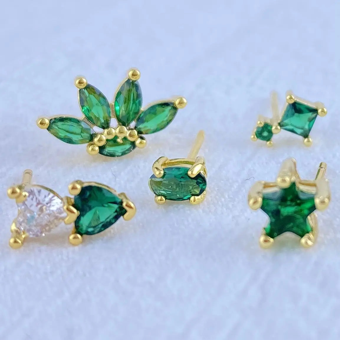 925 Sterling Silver Green Crystal CZ Hoop Earrings for Women | 2023 Luxury Gold Small Huggie Earrings | Fashion Piercing Jewelry - Floq & Raman