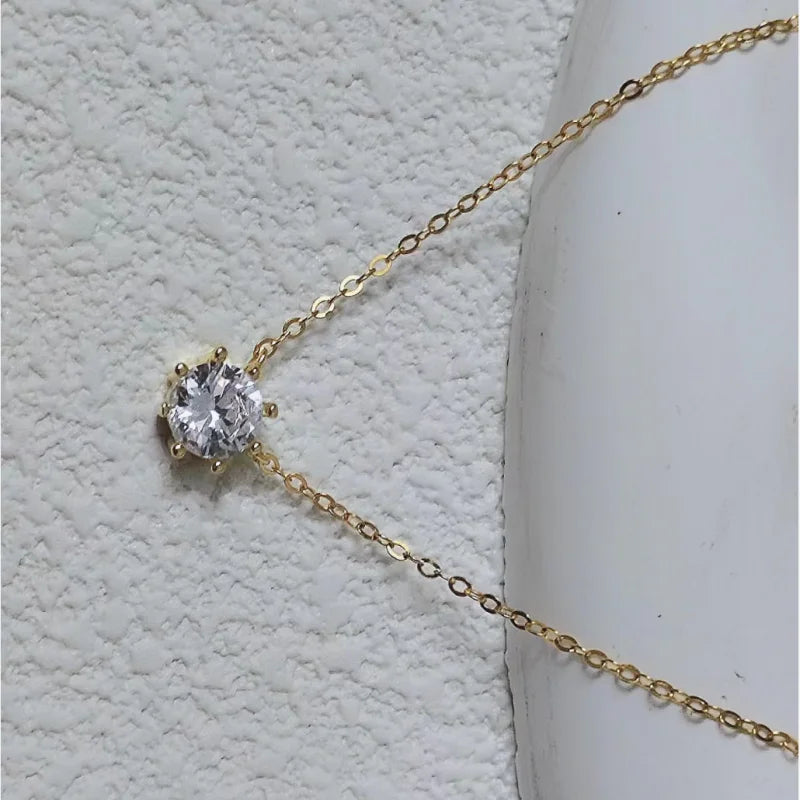 New 100% 925 Sterling Silver Necklace For Women 18K gold Plated 5A Zircon Pendant Eight Claw Necklace Money Fine Jewelry - Floq & Raman