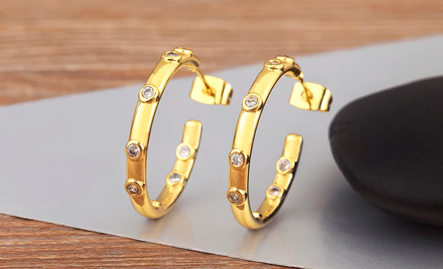 New Popular Snake Shape Cubic Zirconia Big Circle Hoop Earrings For Female Punk Style Daily Party Ear Jewelry Accessories - Floq & Raman