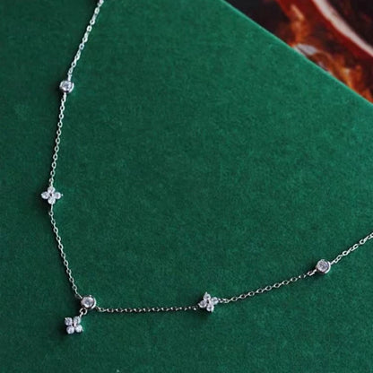 Read S925 Sterling Silver Plated 18K Gold Sparkling Zircon Flower Necklace for Women Girl Exquisite Party Jewelry Gifts - Floq & Raman