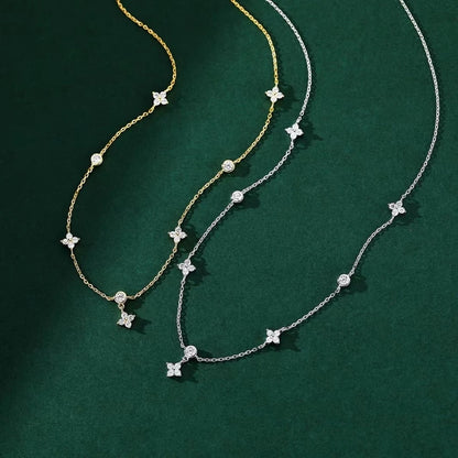 Read S925 Sterling Silver Plated 18K Gold Sparkling Zircon Flower Necklace for Women Girl Exquisite Party Jewelry Gifts - Floq & Raman