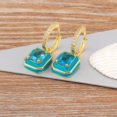 Fashion Geometric Women's Ear Buckle Earrings Zircon Gold Plated Engagement Wedding Birthday Gift Jewelry Accessories - Floq & Raman