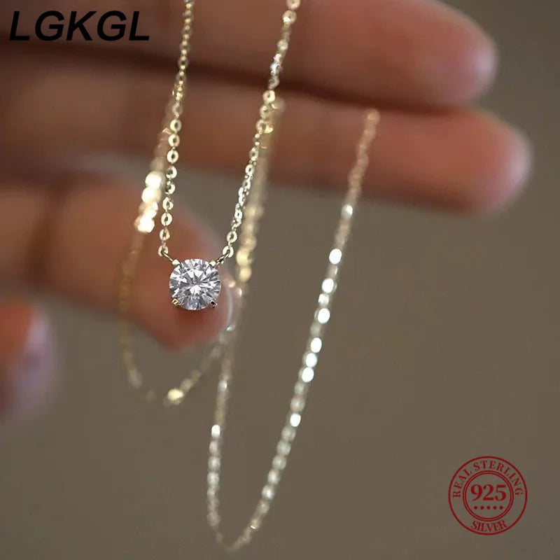 Fashion 100% 925 Sterling Silver Necklace For Women 18K gold Plated 5A Zircon Pendant Necklace Real Money Fine Jewelry - Floq & Raman