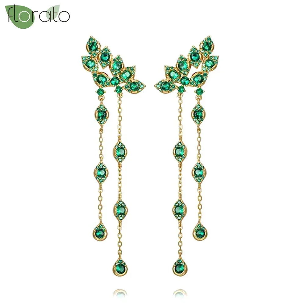 925 Sterling Silver Green Crystal CZ Hoop Earrings for Women | 2023 Luxury Gold Small Huggie Earrings | Fashion Piercing Jewelry - Floq & Raman
