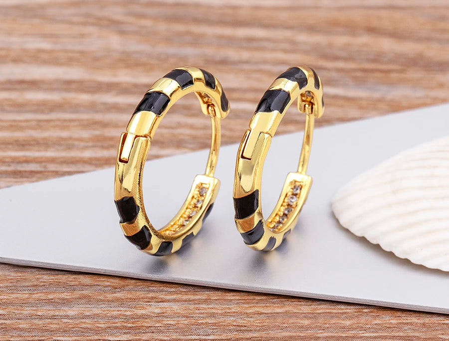 High Quality 6 Candy Colors Inlaid Zebra Stripe Pendant Fashion Earrings Enamel Oil Dripping Women's Simple French Jewelry Gifts - Floq & Raman