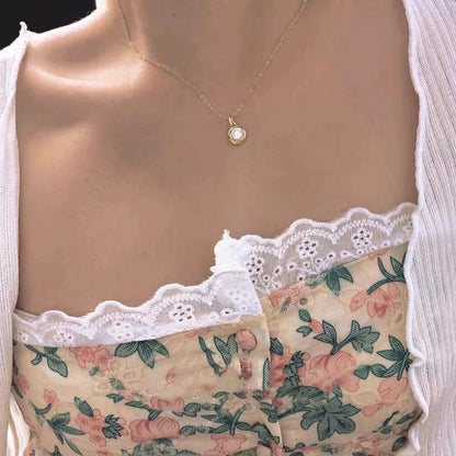 New S925 sterling silver rose necklace for women plated 18K gold temperament high-grade design sense diamond flower - Floq & Raman