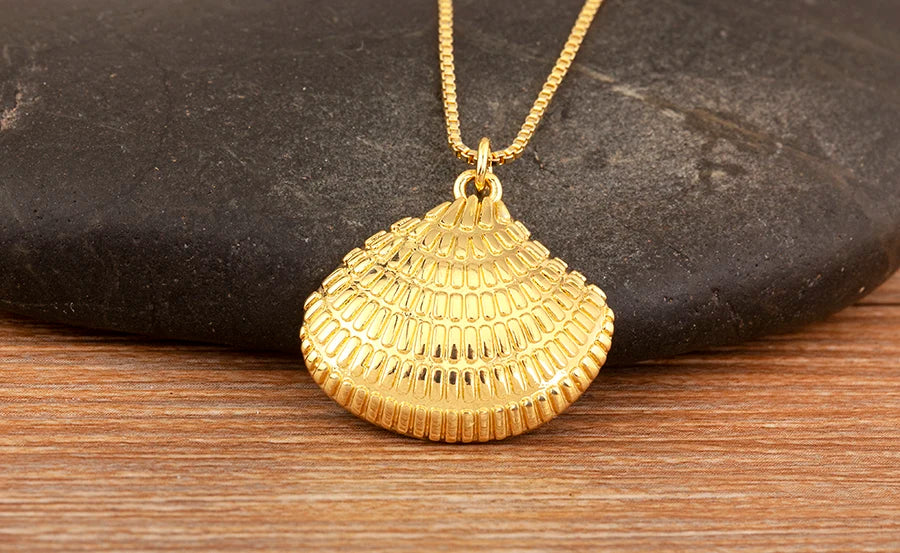 New Fashion Lucky Shell Shape Inlaid Pearl Crystal Zircon Pendant Necklace For Women Female 4 Styles Choice Jewelry Gifts - Floq & Raman